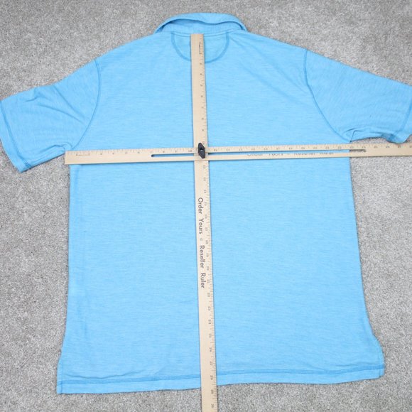 Orvis Trout Bum Polo Shirt Mens Large Blue Polyester/Cotton S/S Pullover - Picture 11 of 13